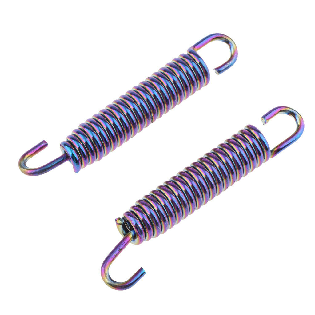 2Pcs 65mm Motorcycle Stainless Steel Exhaust Pipe Muffler Spring Hook Purple