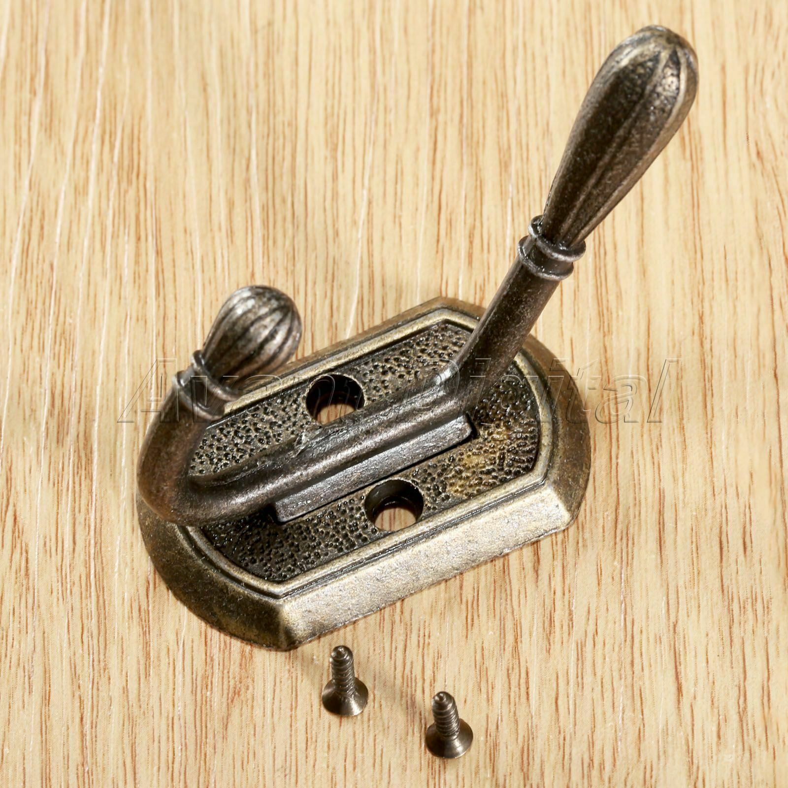 New Metal Double Hat Coat Robe Hanger Hook Door Wall Bathroom Towel Clothes Rack