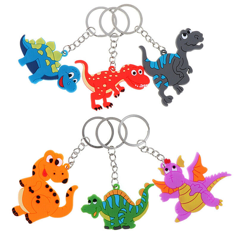 6pcs Cartoon Dinosaur Keychain Pendant Keyring Dinosaur Party Decor Kids .l8