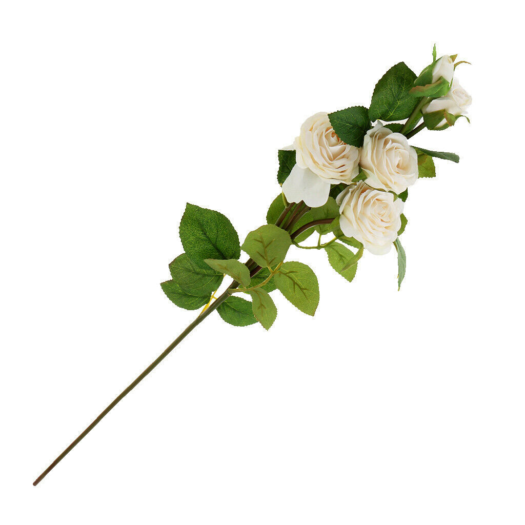 4x Bridal Bouquet Silk Rose Wedding Flower Favors Decor House Flowers White