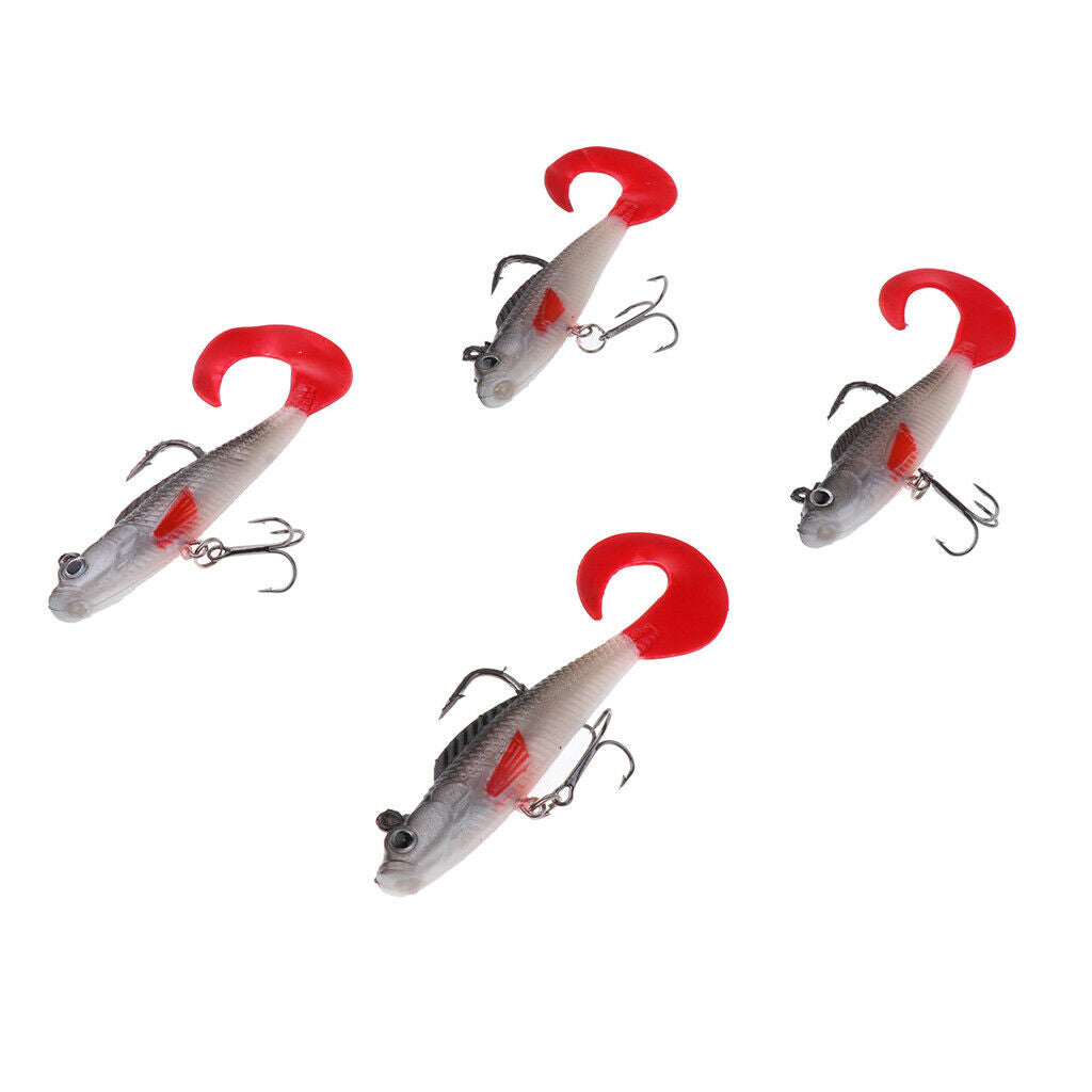4Pcs Soft Fishing Lures Baits Lead Head Jigs 10cm/9.3g Sinking Crankbaits