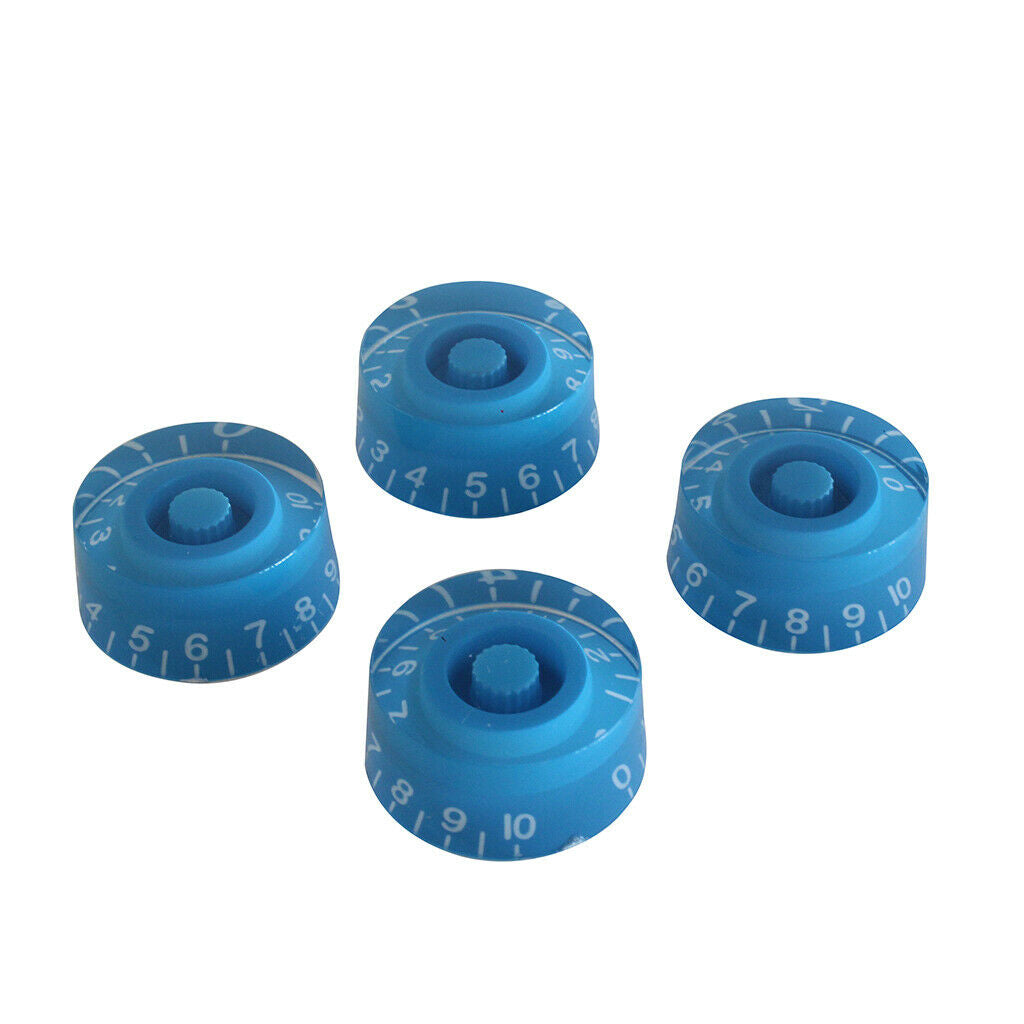 Blue Control Knobs Acrylic Speed Knobs with White Word for Electric Guitar