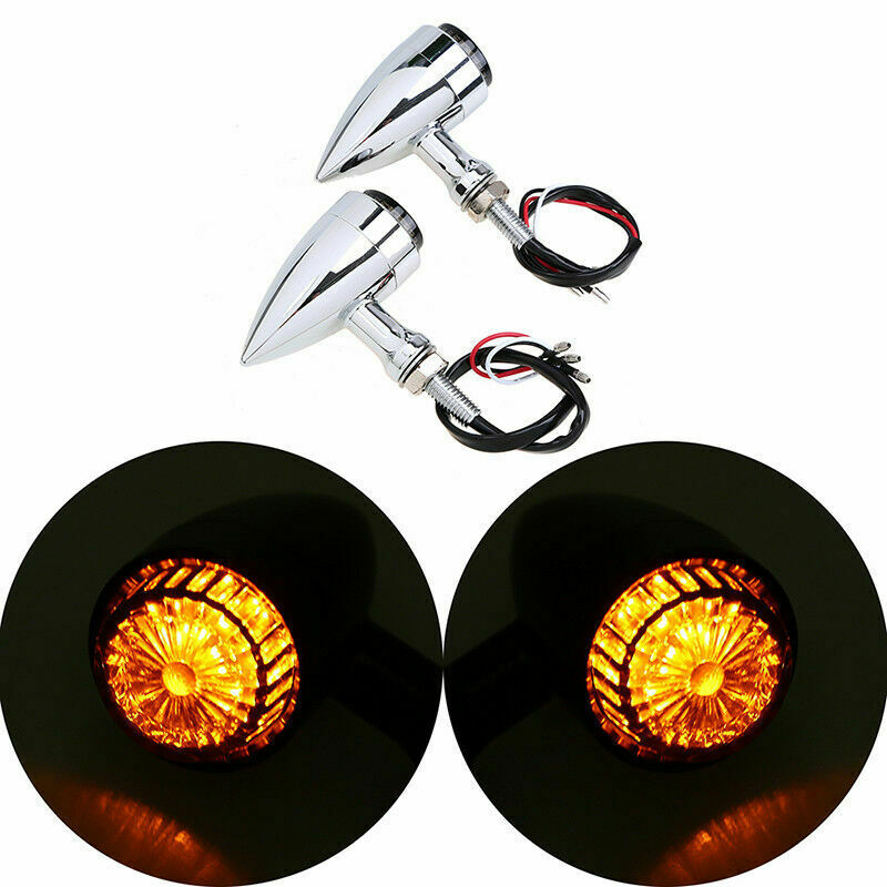 Aluminum Chrome Turn Signal Light M10 Amber Indicator 10mm Bolt Motorcycle