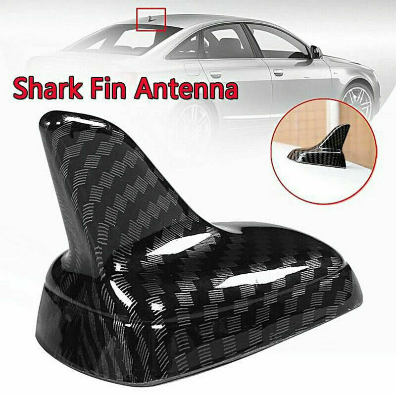 Black Universal Carbon Fiber Style Car Shark Fin Antenna Roof Cover Aerial Decor