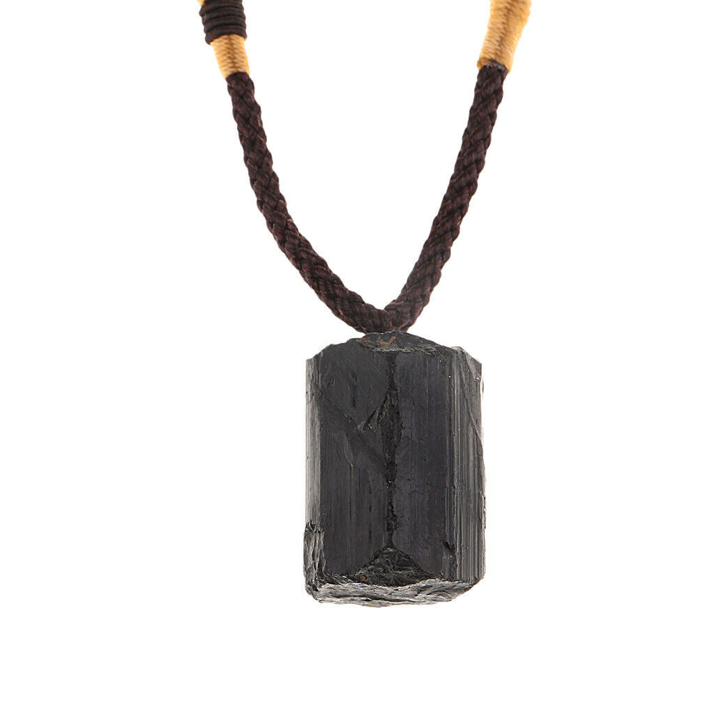 Natural Black Tourmaline Crystal Necklace - for Dispels Negative Energy | Guard