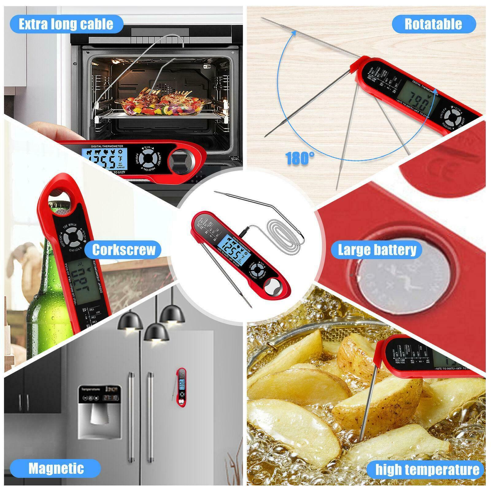 Meat Thermometer Instant Read with Foldable Dual Probes Oven Safe for Turkey