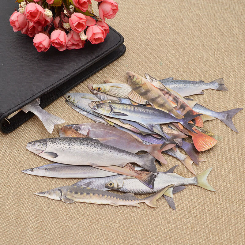30 Pcs Paper Bookmark Salted Fish School Stationery Book Supplies Novelty Gift