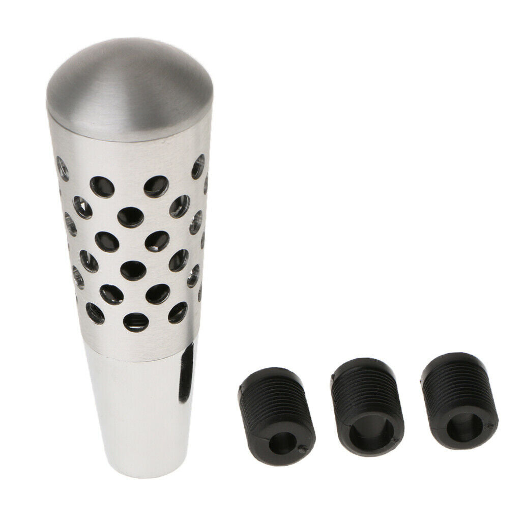 Aluminium Alloy 12mm Length Manual Gear Shifter Knob with 3 Adapters Black