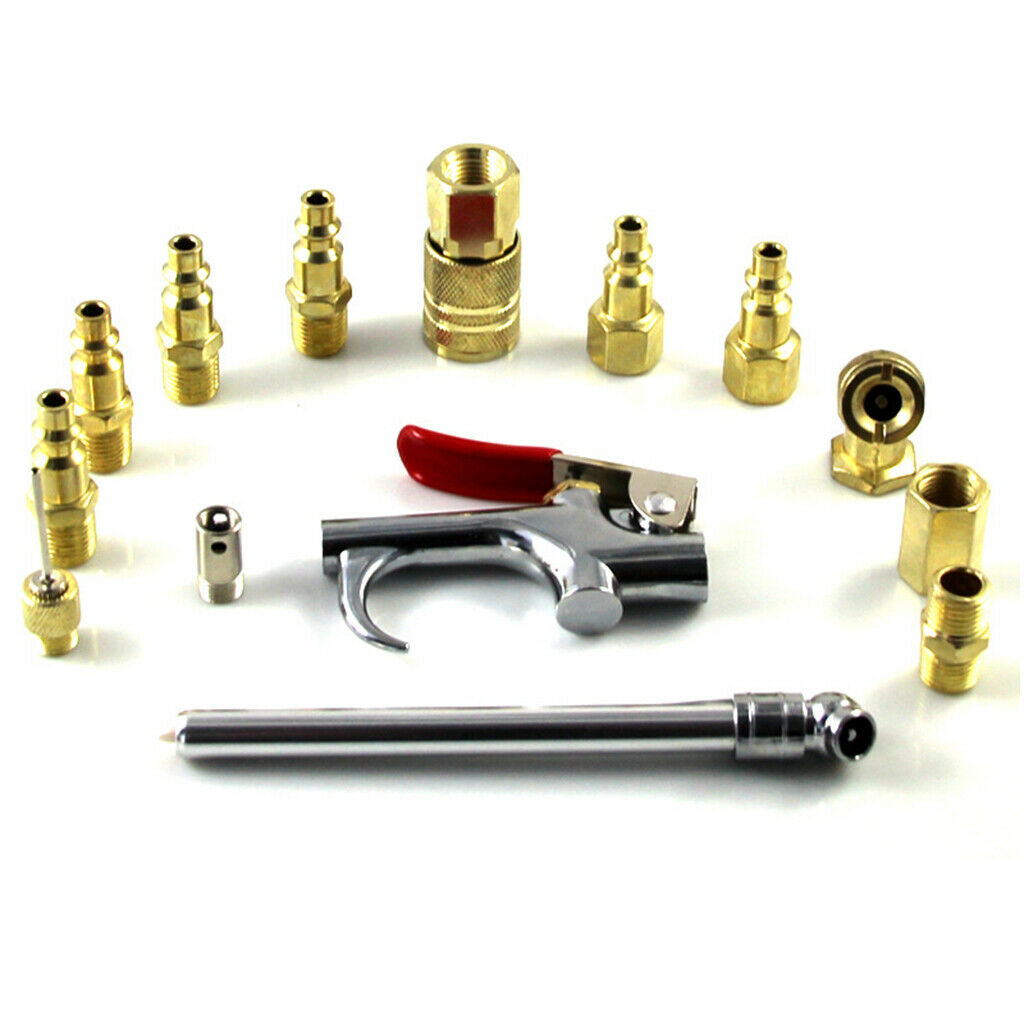 1/4'' NPT Air Compressor Compressed Air Nozzle Blow Gun Kit Blower Tools Set