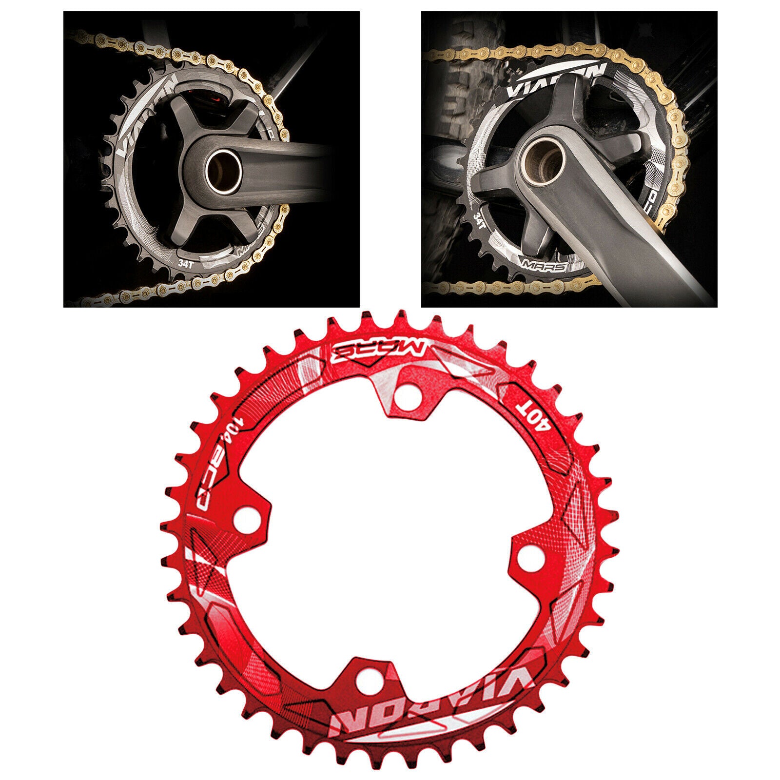 Bike Chainring Road Bicycle 104BCD Sprocket Chainwheel Component Red 40T