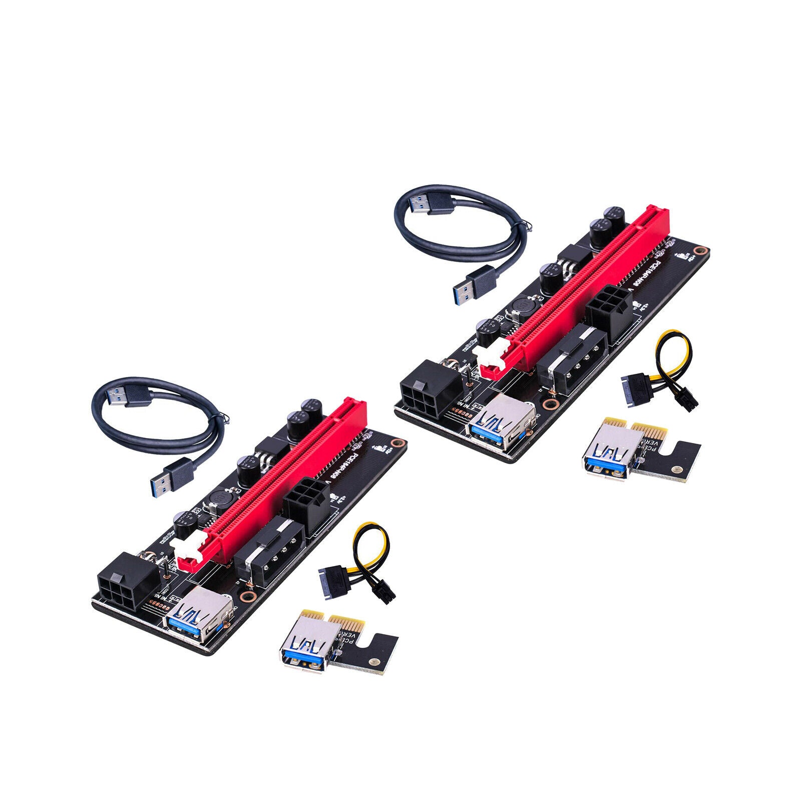2 Pieces PCI-E 1x to 16x Graphic Extension USB Adapter Card for GPU Mining
