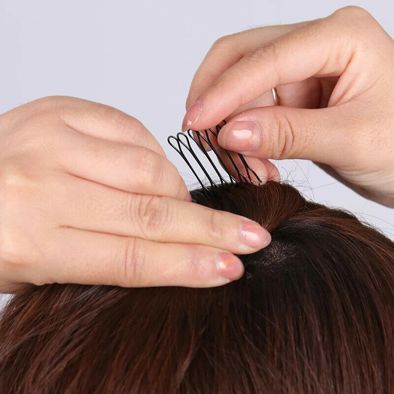 Womens Fashion Black Bangs Hair Clips Comb Hairpin Stretchable Hair Styling Tool