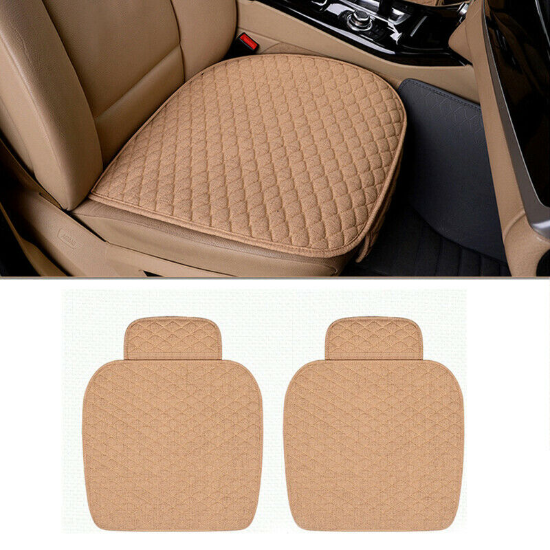 3PCS Universal Linen Fabric Car Seat Cover Front Rear Flax Cushion Breathable