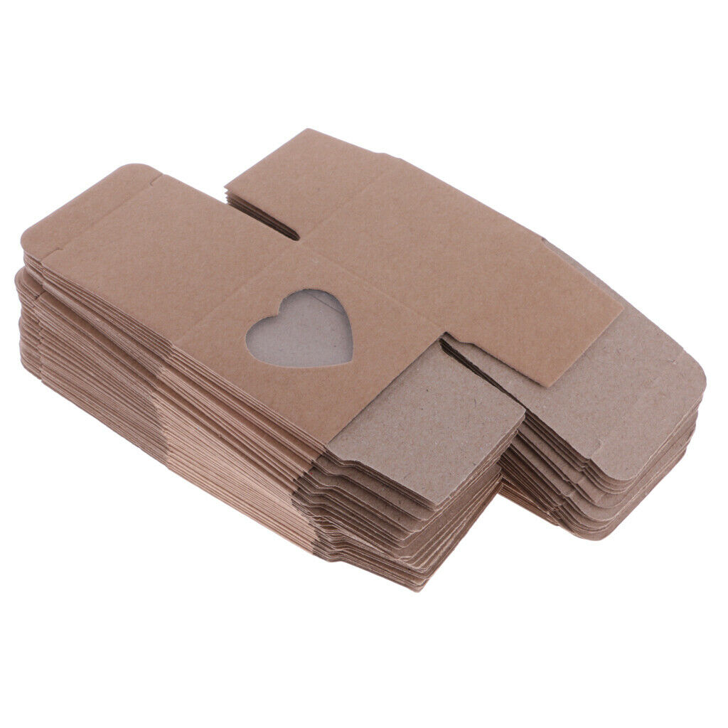 50 Pieces Kraft Shabby Rustic DIY Boxes Chocolate Candy Gift Boxes with Heart