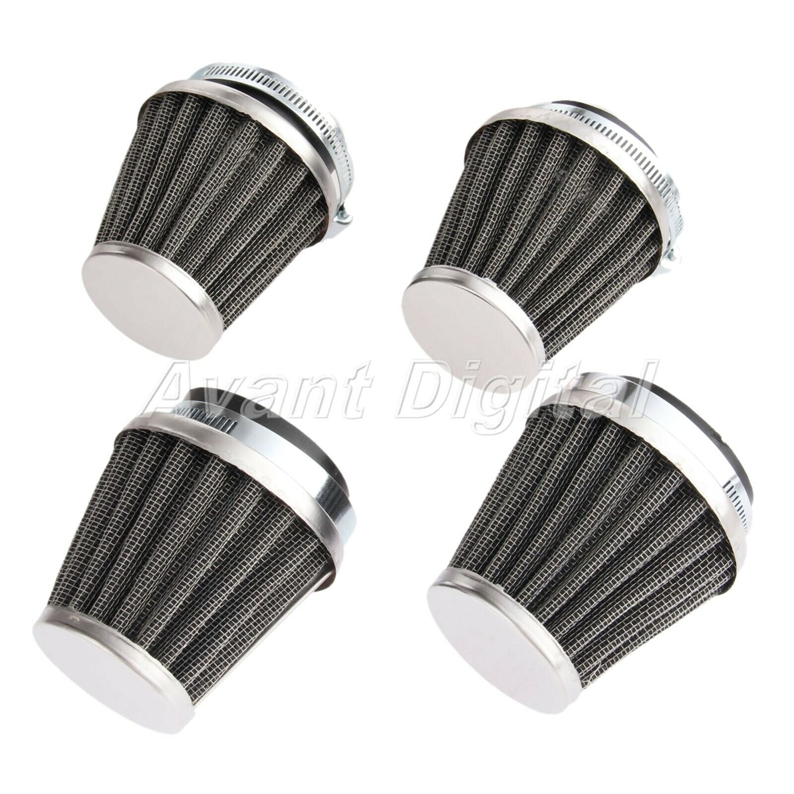 4X Double Layer Steel Filter Gauze Clamp-on Air Filter 48mm for ATV Motorcycle