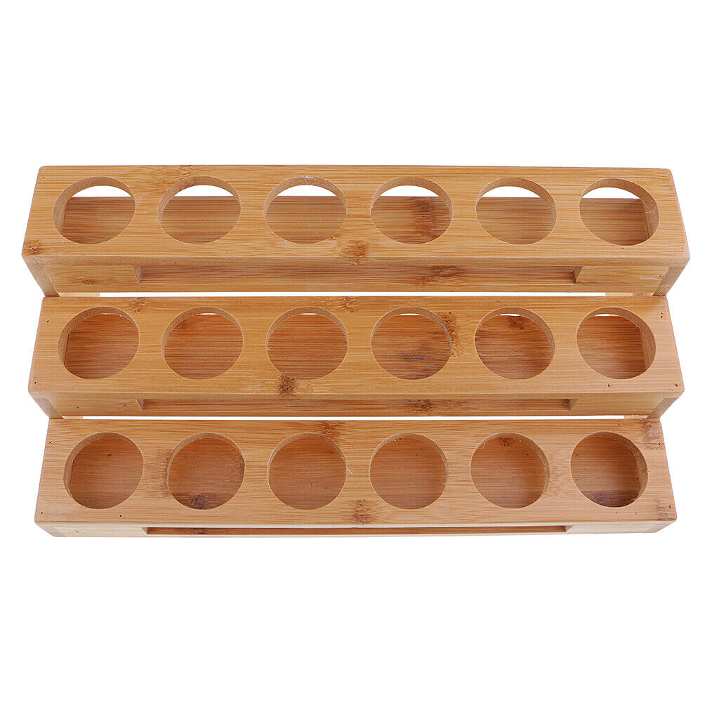 Essential Oil Bottle Wood Storage Rack 18 Slots Aromatherapy Organizer Case