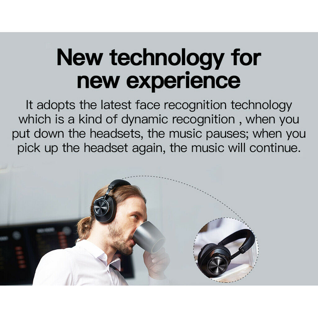 Wireless Bluetooth Stereo Over-Ear Headphones Active Noise Cancelling w/ TF Slot