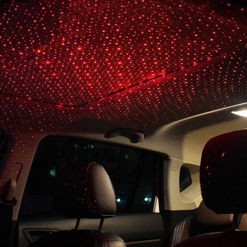 Car Rotating Star Projector Red LED Night Roof Light Atmosphere lamp Universal