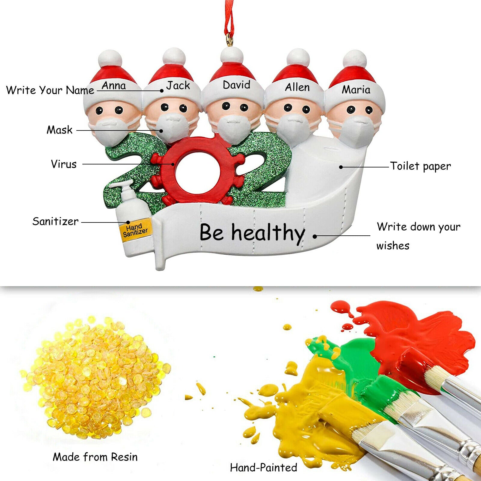 2020 Christmas Tree DIY Hanging Ornament Xmas Family Member of 5