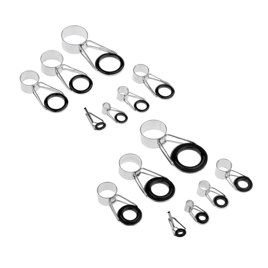 14Pcs Ceramic Fishing Rod Guide Tip Top   Pole Rod Repair Kit Eye Rings