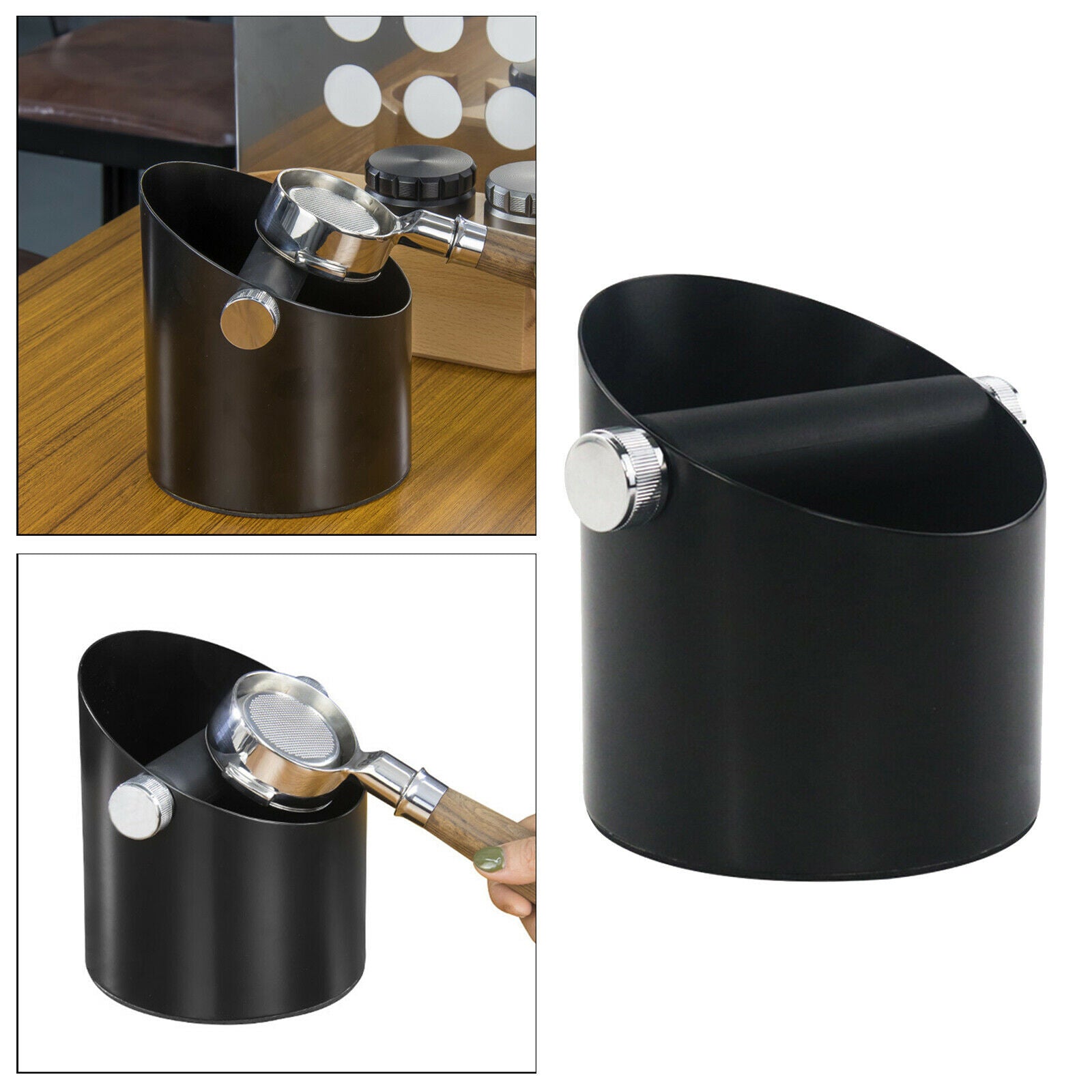 Black Coffee Knock Box Grinds Waste Bucket Shop Kitchen Office Bar Barista