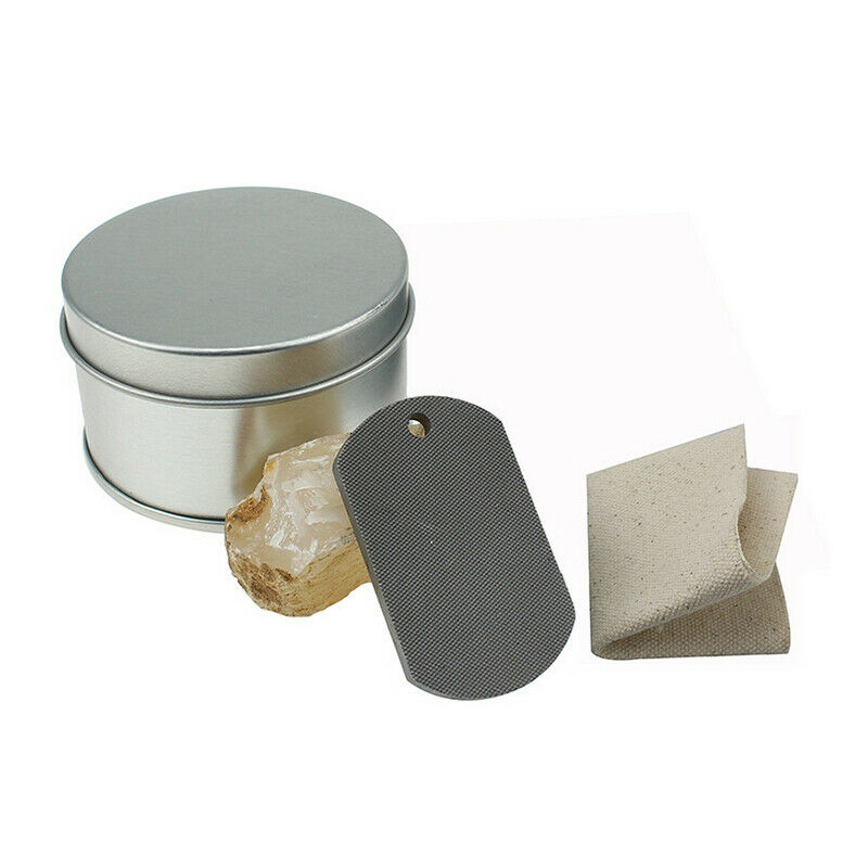 Carbon Steel Fire Striker Flint Stone Char Cloth Hand Forged Fire Starter Kit