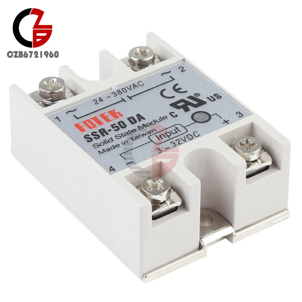 3-32V DC to AC 24-380V 50A 250V SSR-50DA Solid State Relay Module Current 3-25mA