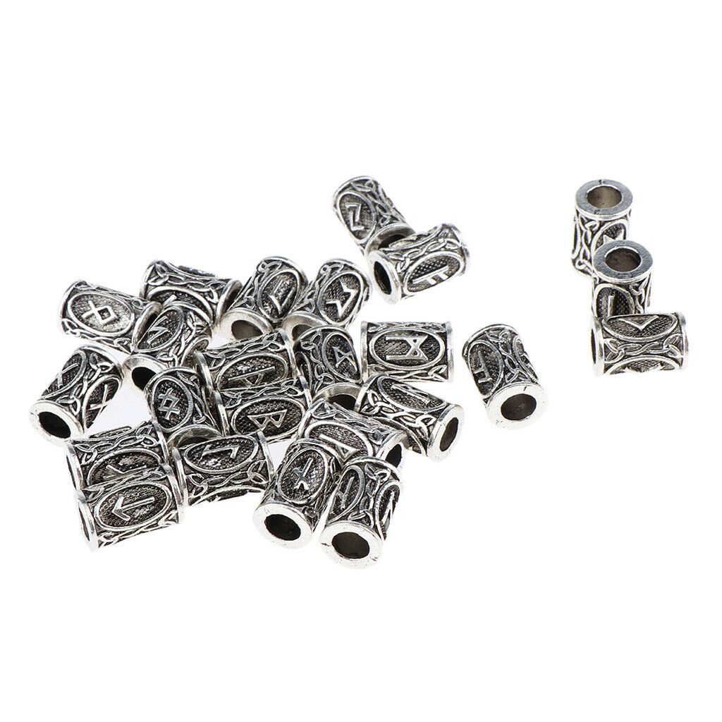 24 lot Retro Viking Tunes Embossed Tube Beads Dreadlocks Hair Braid Rings