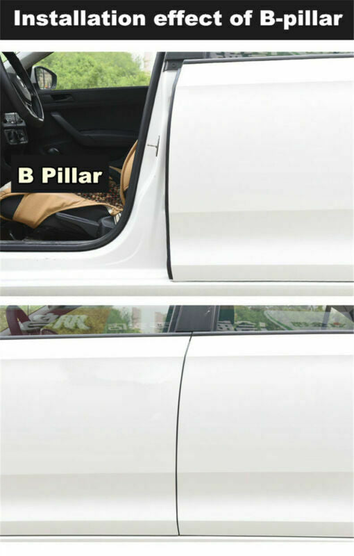 2 Meter B C Pillar Rubber Seal Strip Car Door Anti-Noise Dustproof Sealer Black