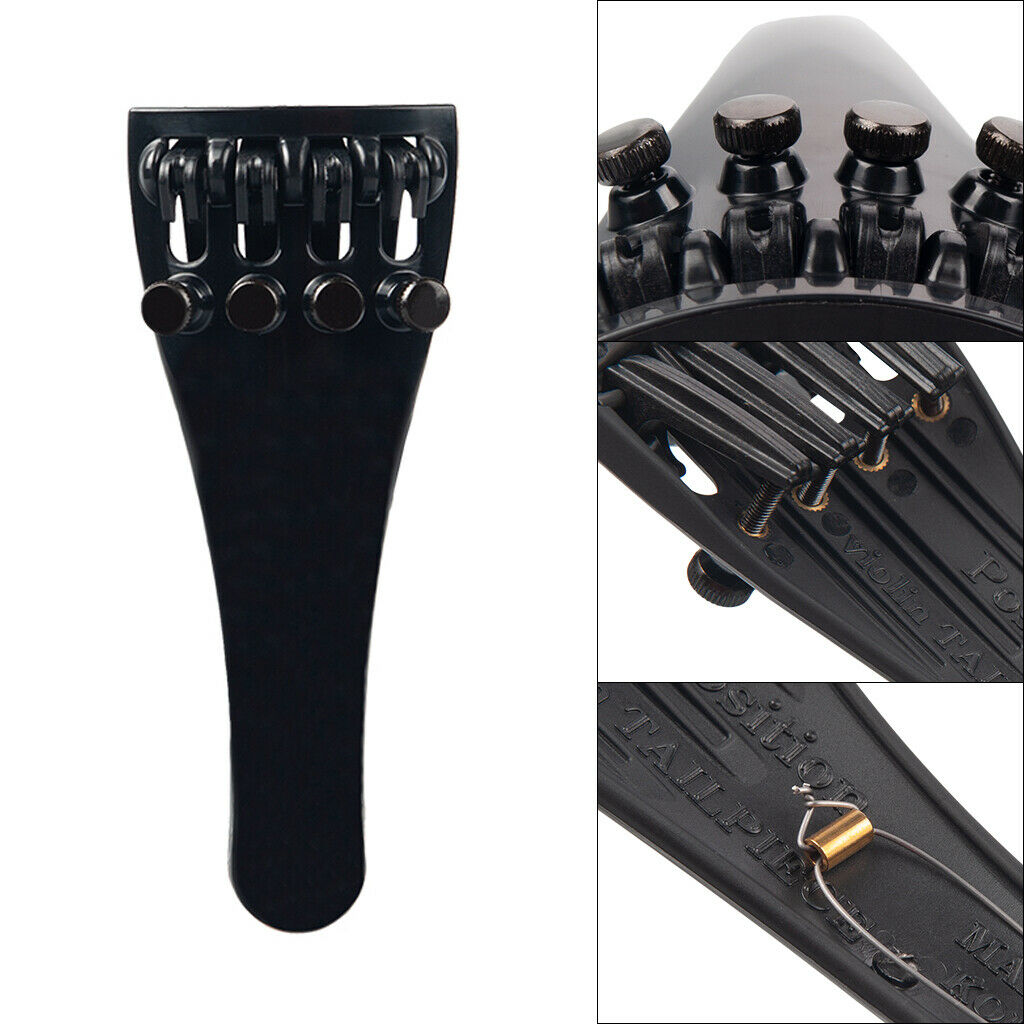 Violin Fiddle Adjustable Tailpiece W/ 4 Tuners for 4/4 Violin Replacement