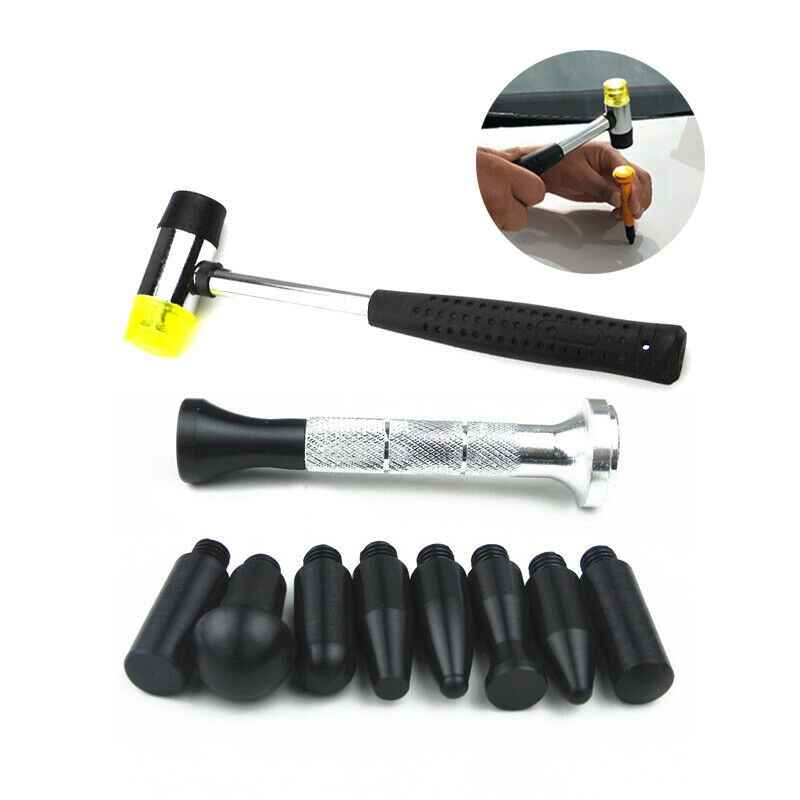 Car SUV Dent Repair Tool Kit Depression Repair Plastic Flat Pen w/ Rubber Hammer