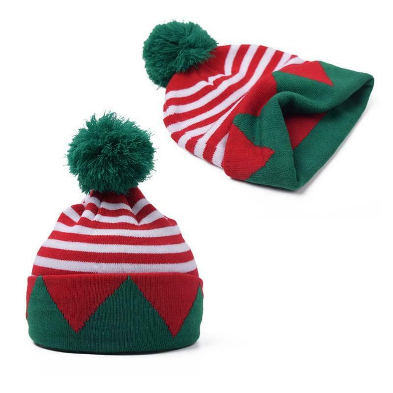 Ladies Men Wool Red green Hat Xmas Hat Santa Secret Hat Santa Xmas Hat pompom