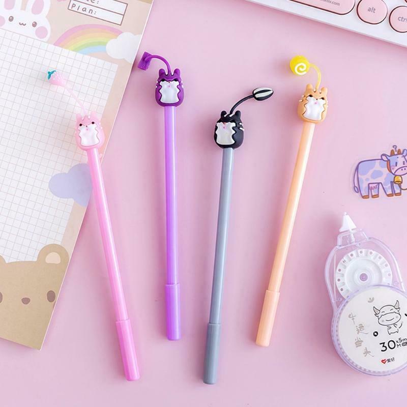 4pcs Cartoon Black Gel Ink Pen Signature Pen Sets for Students Scrapbook Lovers