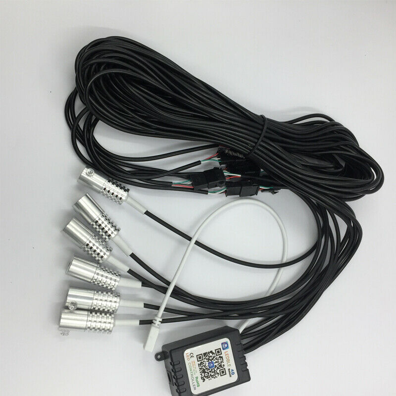 10x RGB LED Bluetooth Car Under Dash Door Light 8M Glass Fiber Strip iOS Android
