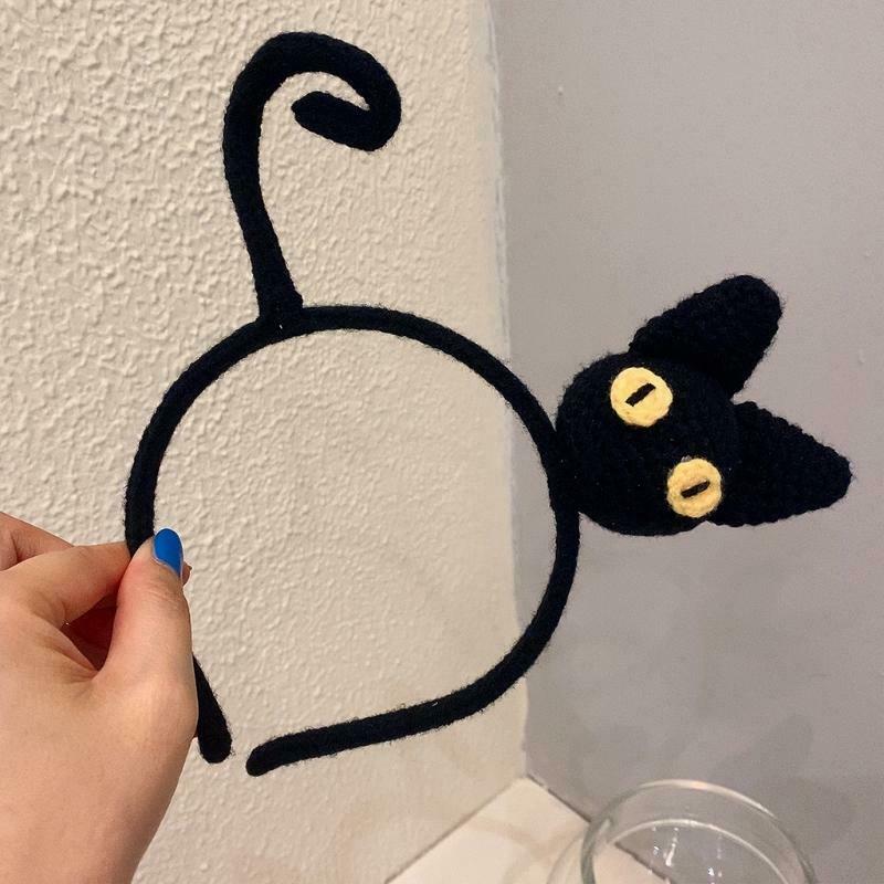 Handmade Knitted Cat Headbands Cartoon Animal Headwear Birthday Hair Prop