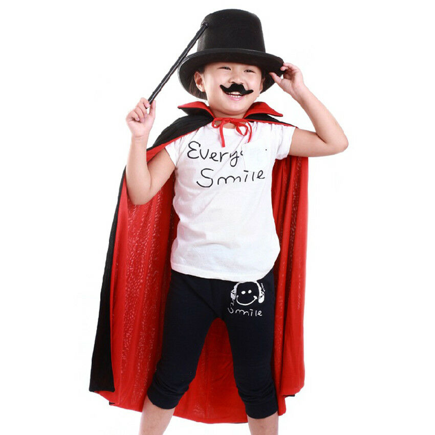 Vampire Cloak Reversible Cloak With Stand-up Collar Black Red Long Cape For Kids