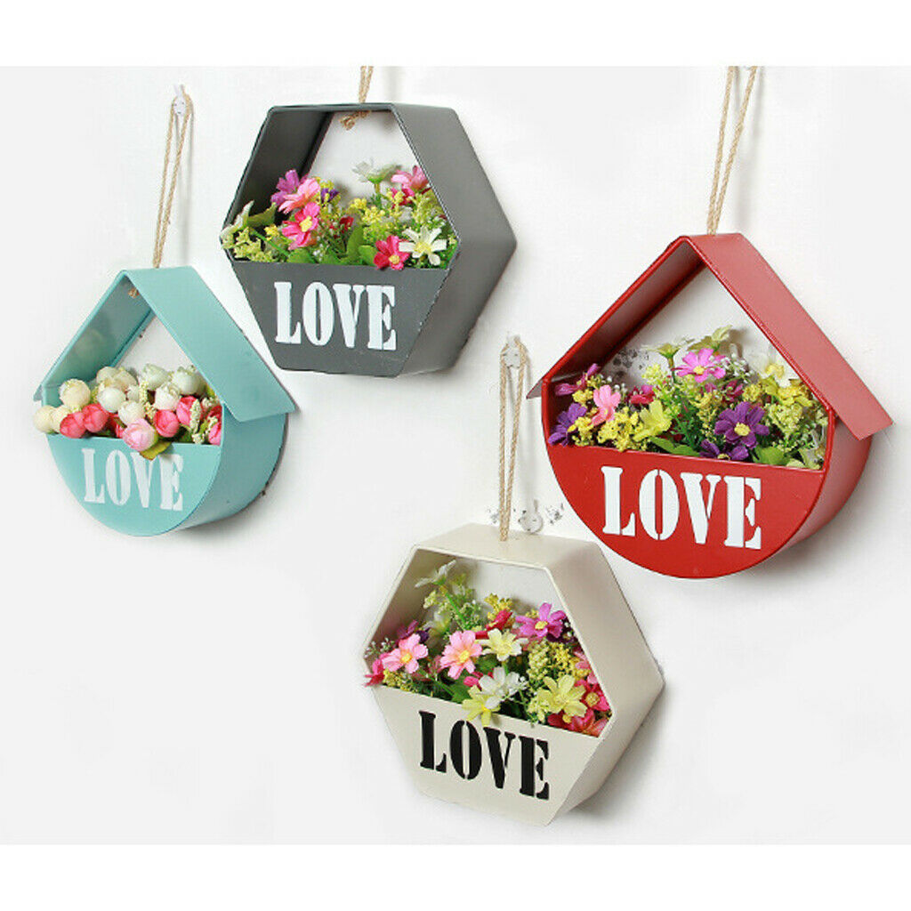 Wall Hanging Flower Basket Plant Pot Home Balcony Decor Red House