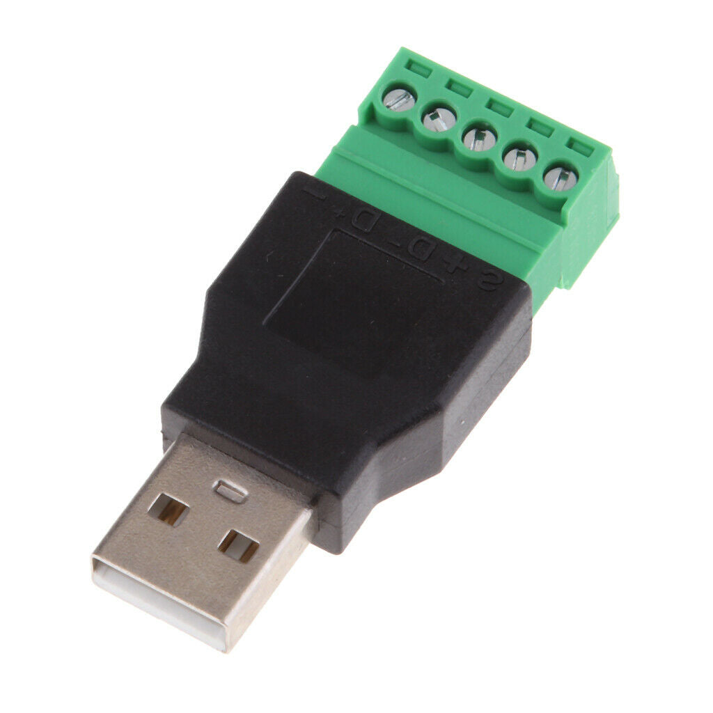 Male Stereo Audio Screw Connector Adapter USB2.0 Type A Female To 5 Pin For