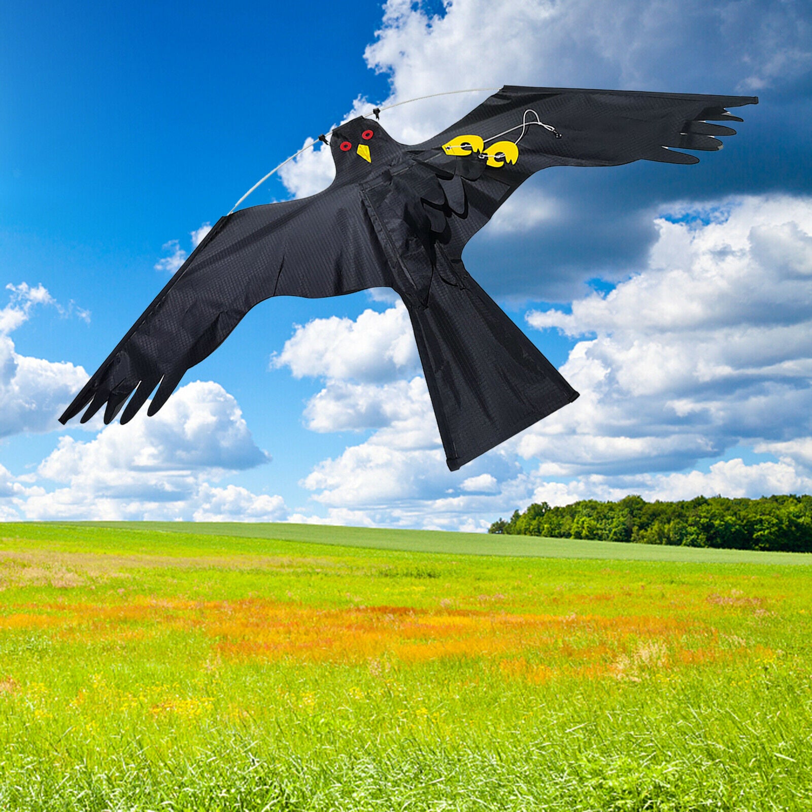 2X Large Eagle Kite Bird Repeller Pigeon Decoy for Garden Yard Farm black
