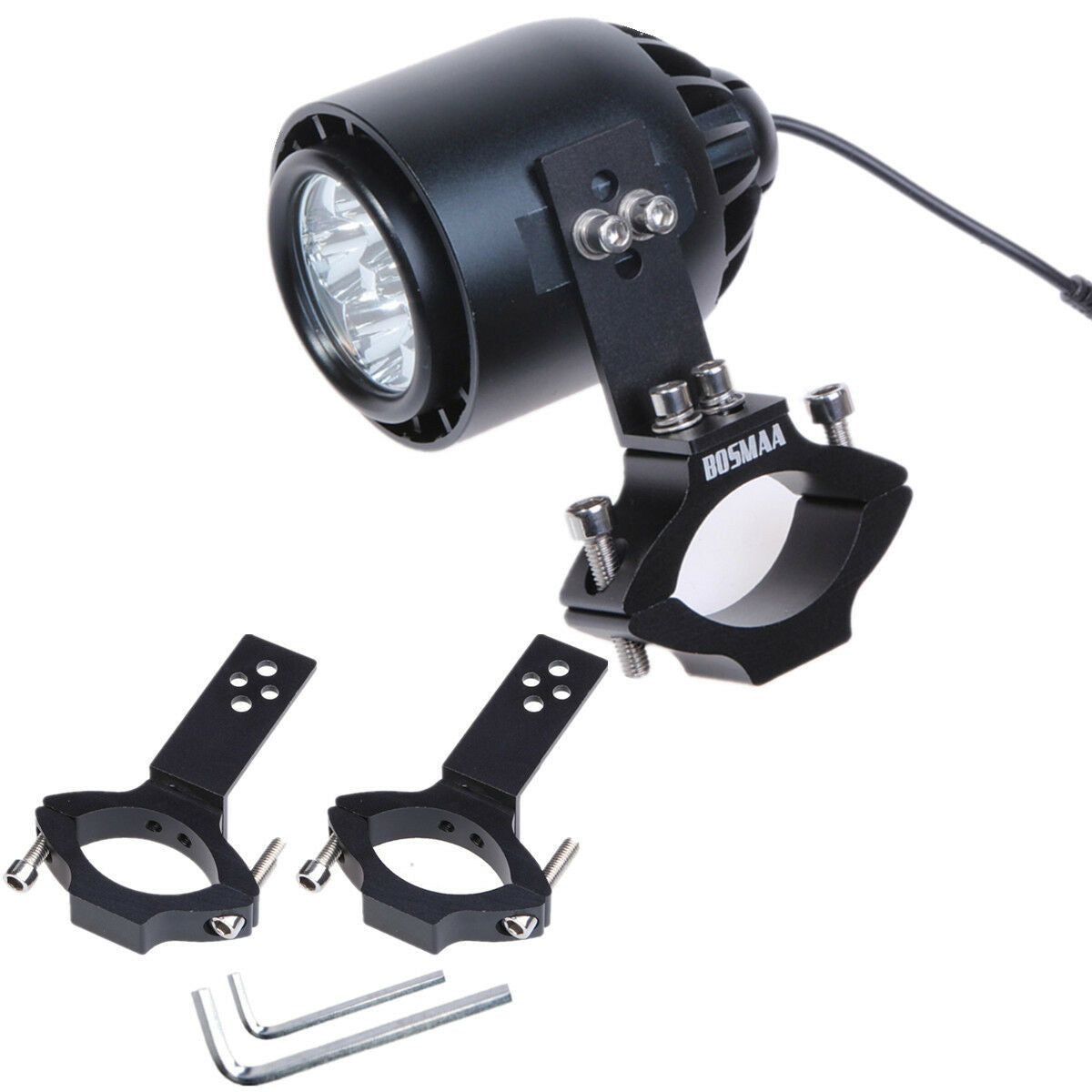 2 Sets Black Aluminum Alloy Motorcycle 30-54mm Tube Fork Spotlight Holder Clamp