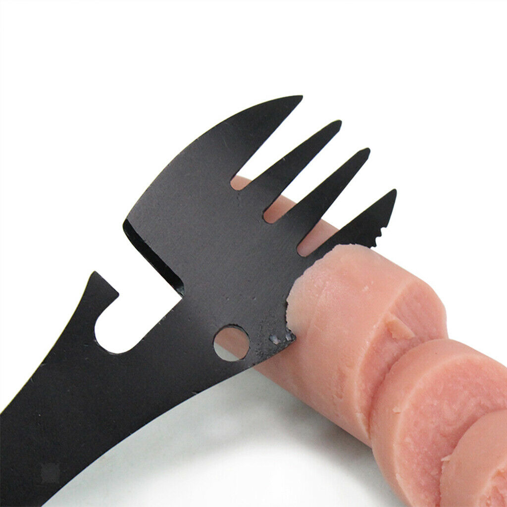 3 in 1 stainless steel spoon, fork and can / bottle opener for outdoors