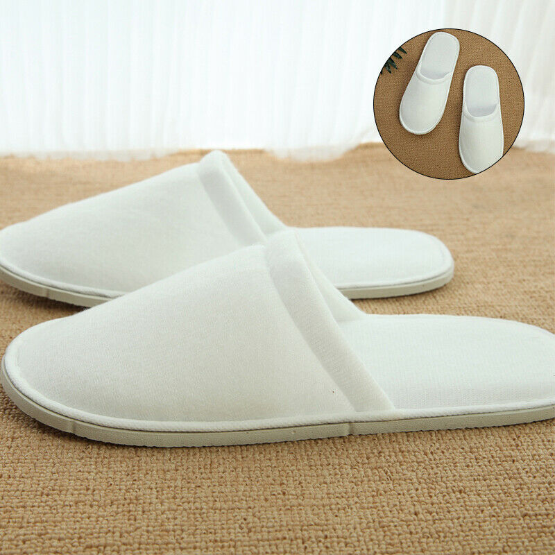 Women Men Disposable Spa Hotel Guest Slippers Close Toe Terry Style Slippers