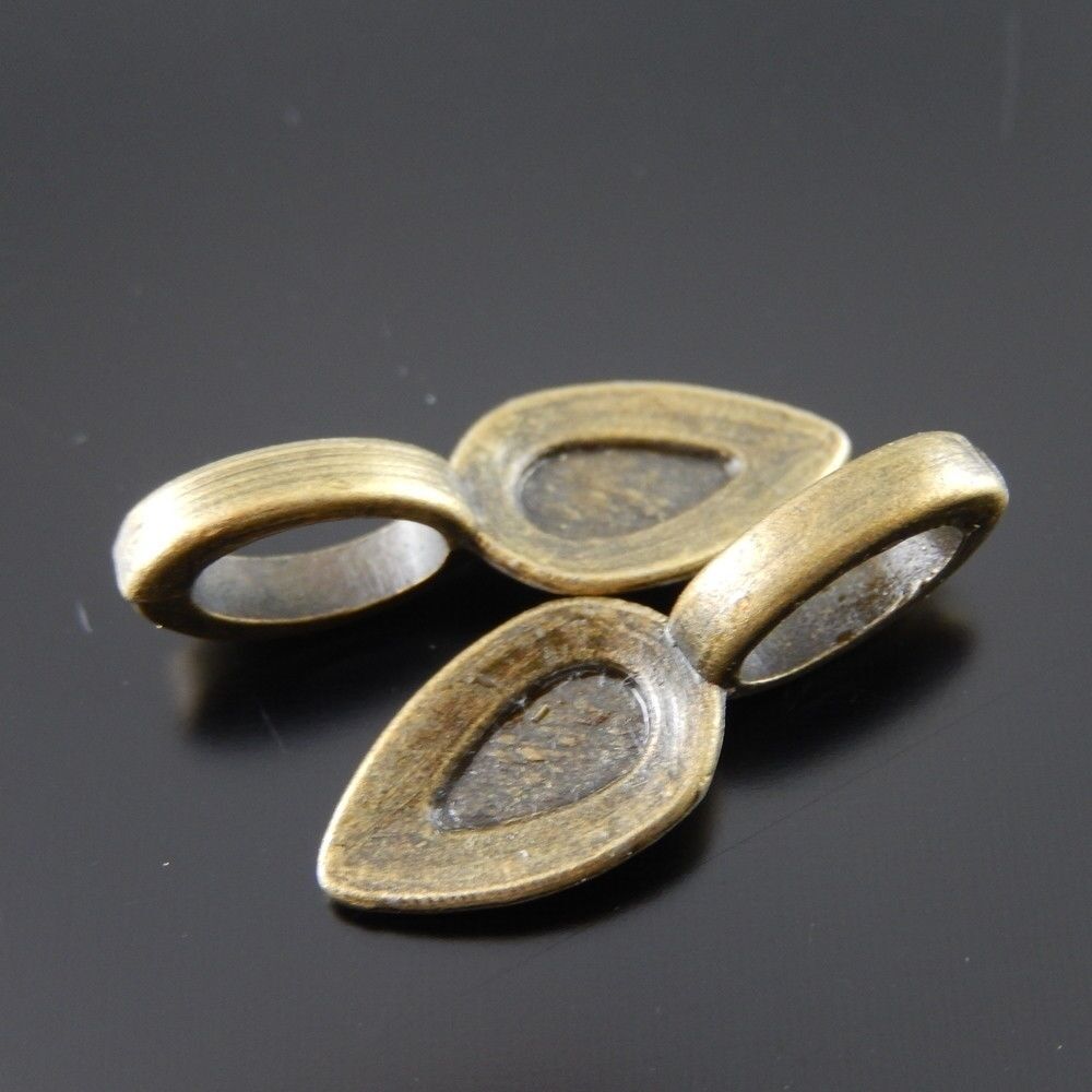 40-pack Antiqued Bronze Color Glue On Bails Alloy Pendant Connectors 21x7x1mm