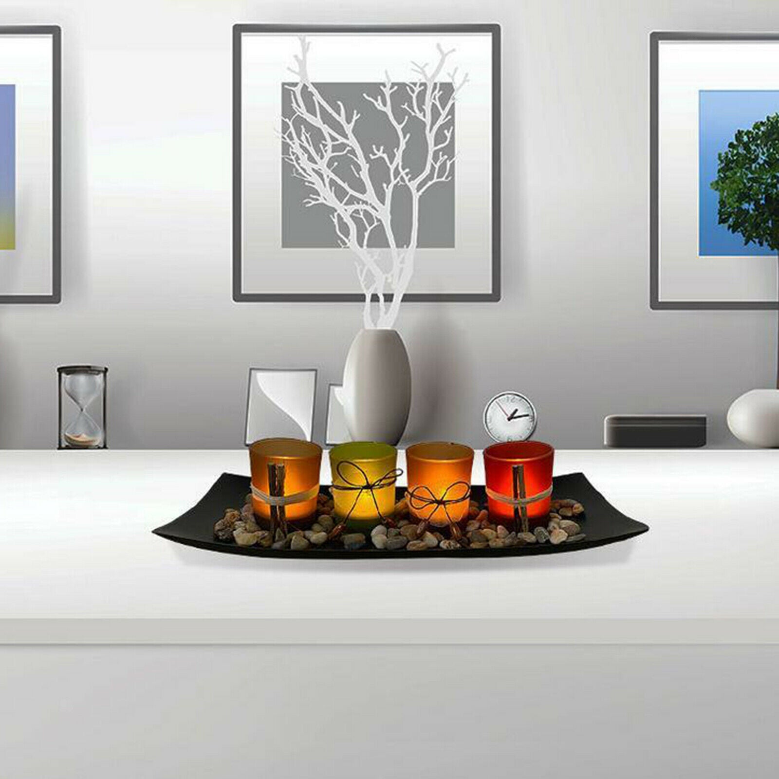 Glass Candle Holder Set Table Centerpiece Birthday Home Living Room Decor