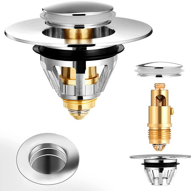 Sink Drain Filter Stainless Steel Bounce Core Push-Type Built-in Strai JYDFAU