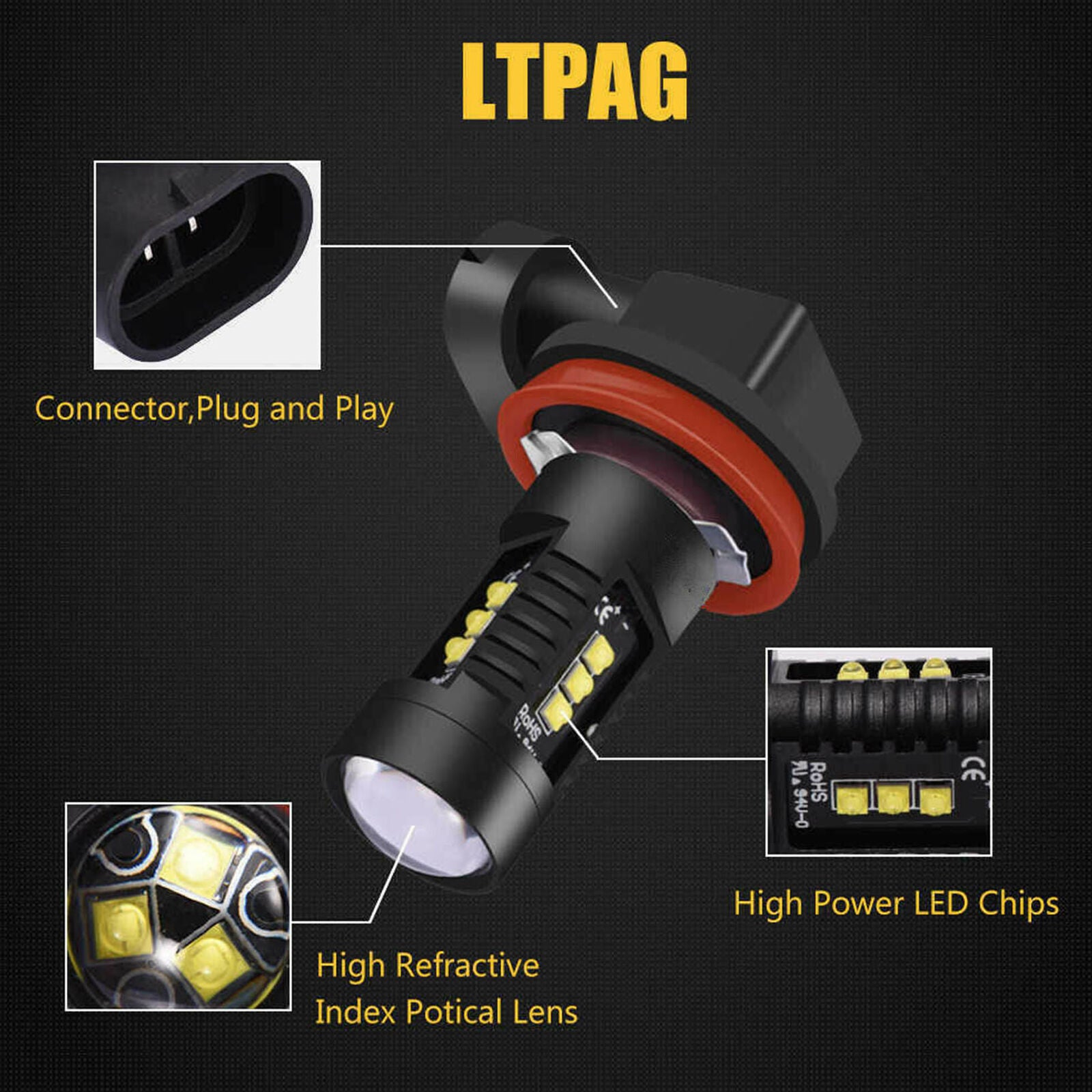 2 H11 LED Projector Fog Light DRL 11W No Error For Audi A3 A4 A5 S5 A6 Q5 Q7 TT