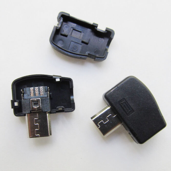 10sets Angle 90D Micro USB 5 Pin Male Plug Socket Connector Plastic Cover