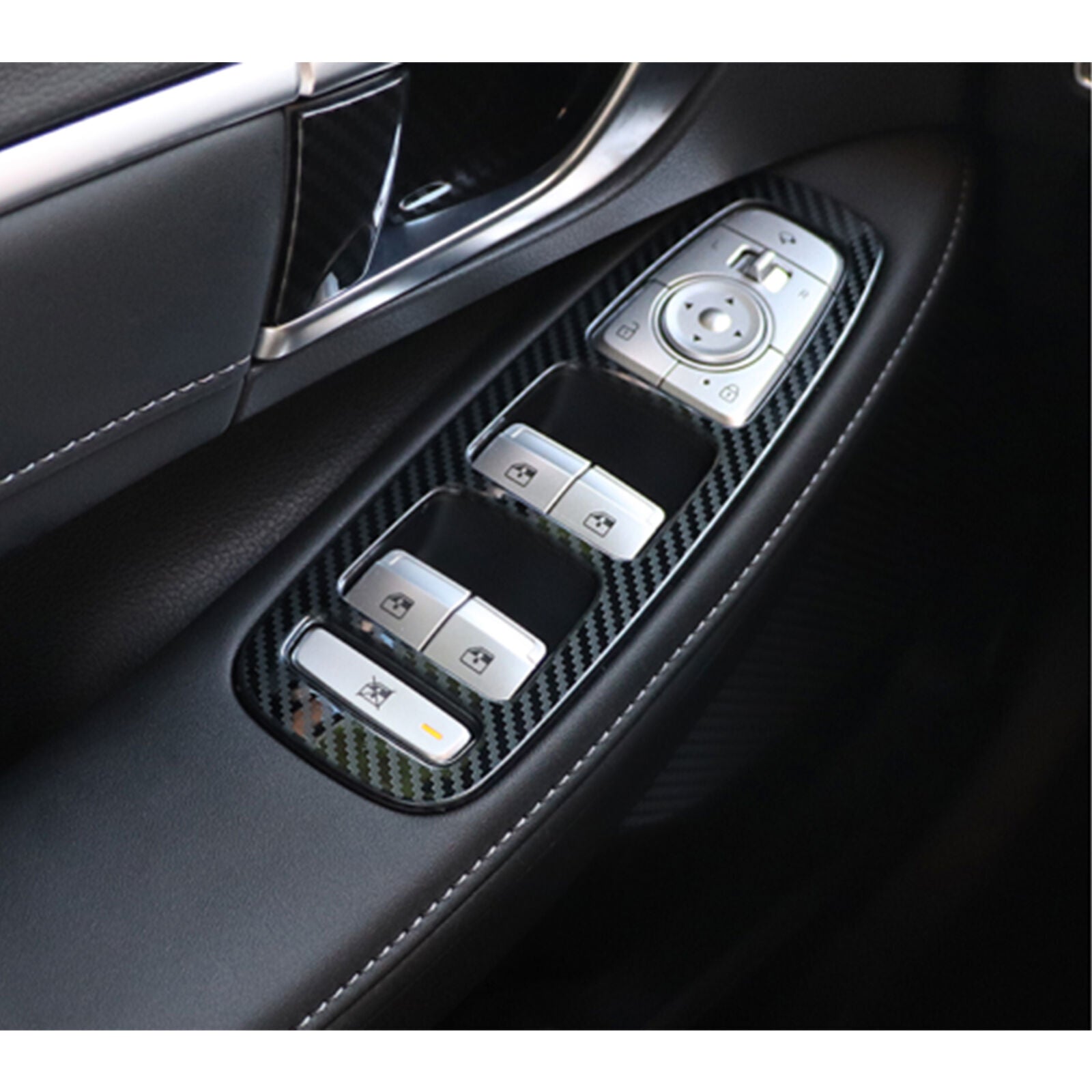 For Hyundai Sonata 2020-2021 Window Switch Panel Cover Set Carbon Fiber Look