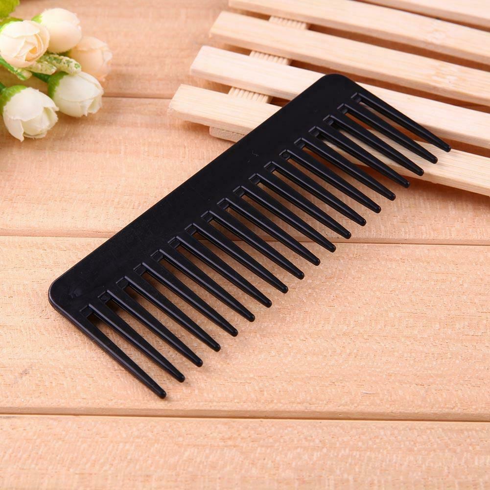 Black Plastic Wide Teeth Comb Wavy Hair Styling Detangling Wide Comb @