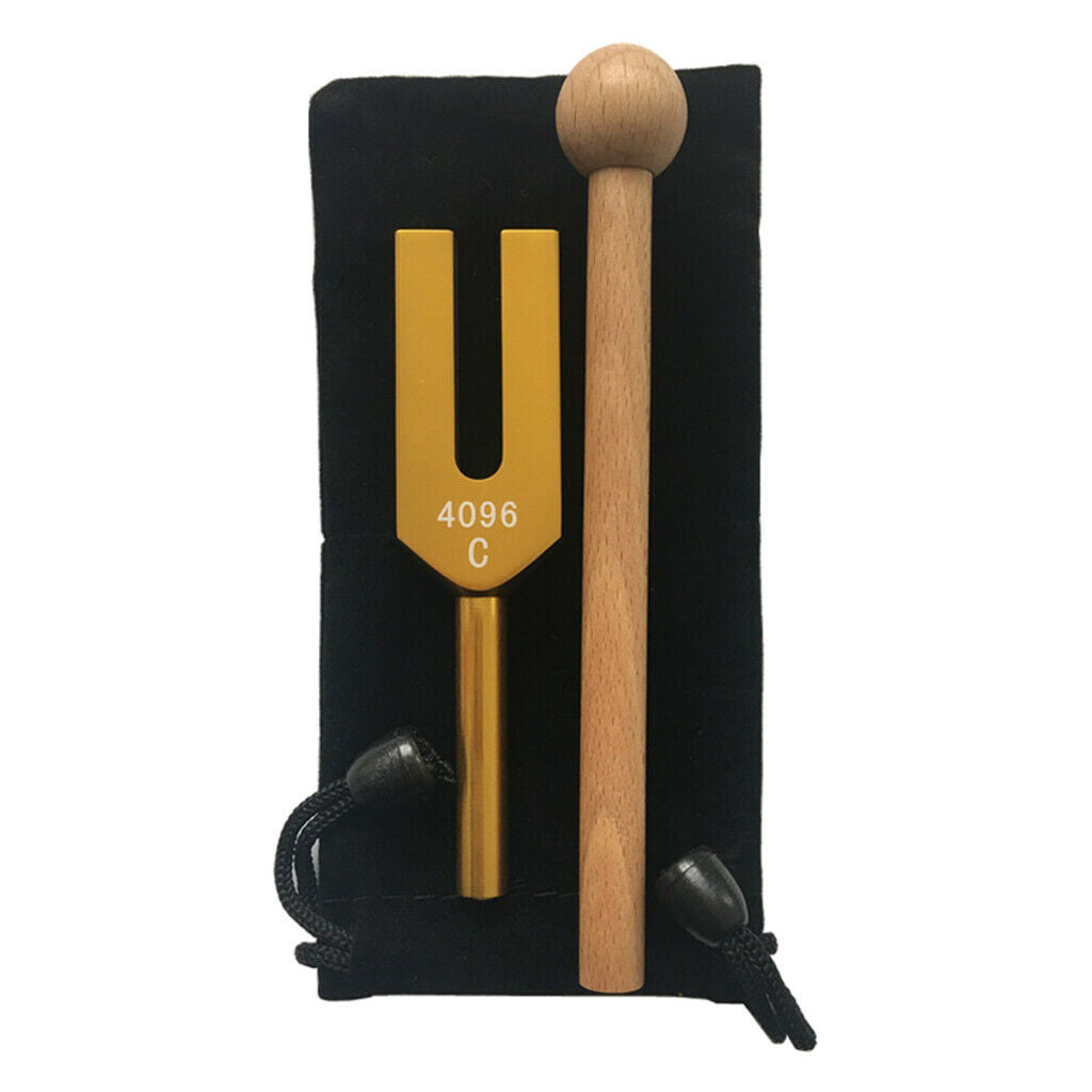 Tuning Fork w/ Hammer Ball Sound Vibrations for Meditation Prayer Golden